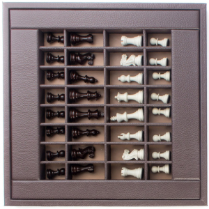 Exclusive Buffalo Brown leather chess Set
